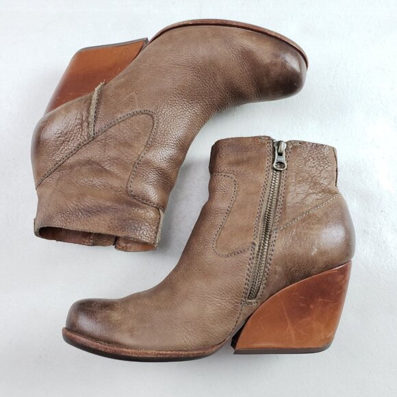 Kork Ease Michelle Ankle Boot Womens 8.5 Brown Leather Side Zip Heeled Wedge - Picture 9 of 15